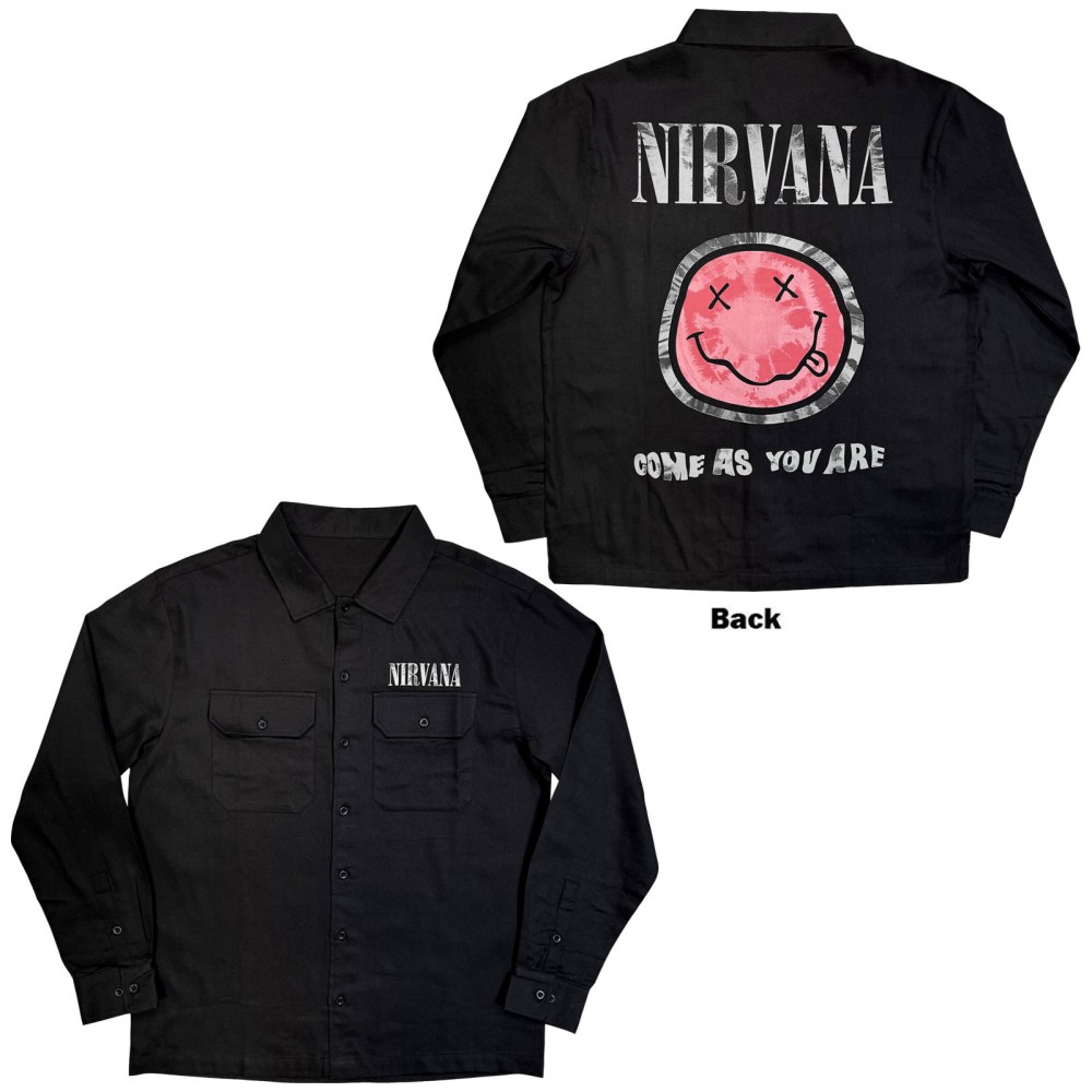 Nirvana - Come As You Are Happy Face Shirt - Zwart